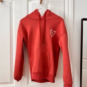 SHEIN Red Heart Embroidered Hoodie